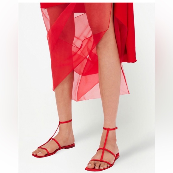 Salvatore Ferragamo asymmetric red sheer-drape dress - Picture 3 of 16